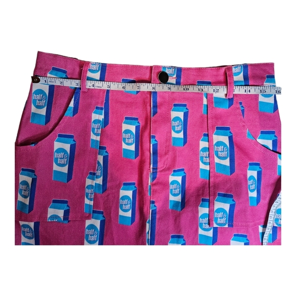 Hayley Elsaesser Novelty Half & Half Bright Pink and Blue Miniskirt Size Large - Picture 7 of 10